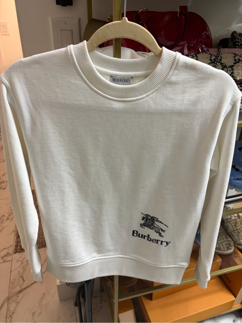 Burberry White Crewneck Sweater